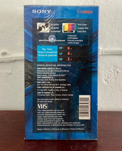 Cassette Virgen Vhs Sony T-120 | Video Videocasetera