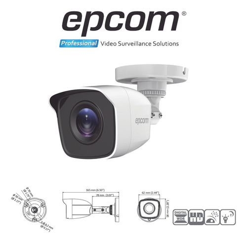 Kit Video Vigilancia Epcom Dvr 4 Canales 2 Cámaras 1080p 2mp B8-TURBO-G2P Cable coaxial 18mts con HDD 500gb