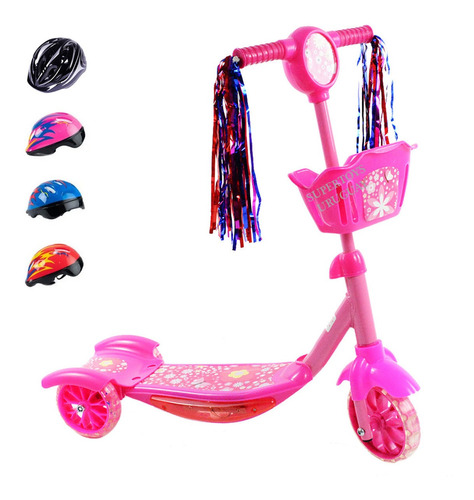 Monopatin Scooter Infantil Luces Musical Con Casco St