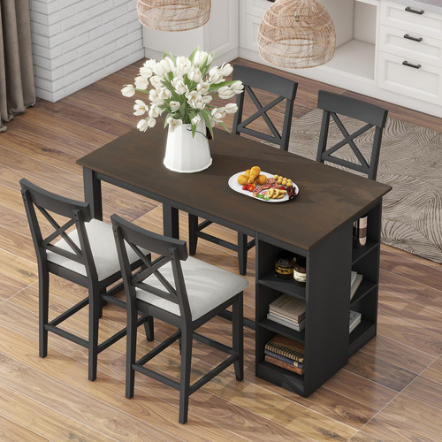 Eovtk 5-piece Farmhouse Counter Height Dining Set, 60 Lx30 .