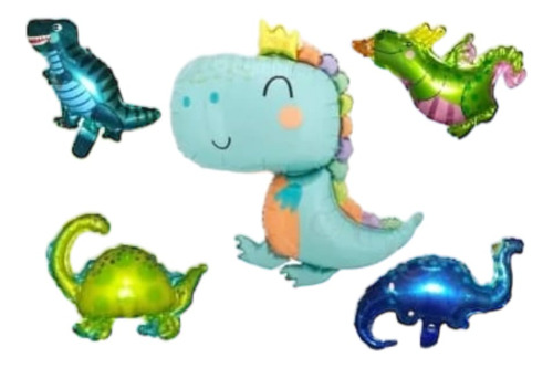 Pack 5 Globos Dinosaurios (  Dino Grande + 4 Dinos Mini)