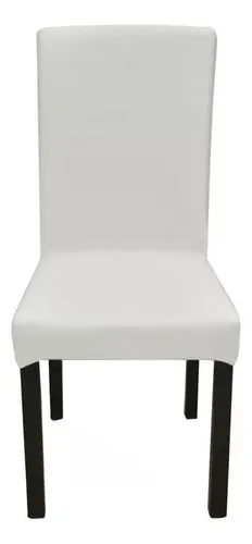 Funda Para Silla Comedor Cubre Asiento Elastizada Y Lavable® Color Blanco Diseño De La Tela Liso