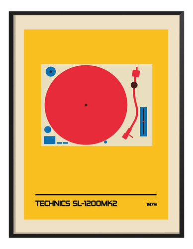 Poster Technics Bauhaus Disco Rojo Abstracto Cuarto 45x30