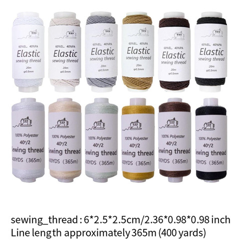 12 Piezas De Hilo De Costura Elástica Peading Elástico De