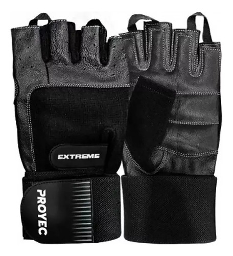 Guantes Fitness Extreme Proyec Con Muñequera Cuero Natural