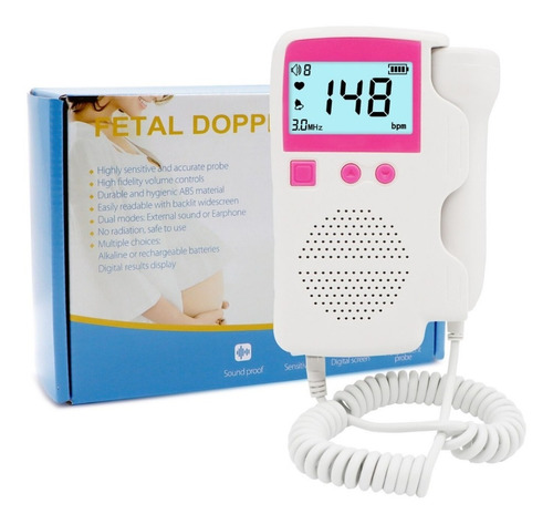 Doppler Fetal Ultrasonido Prenatal Corazon Bebe Monitor Lcd 