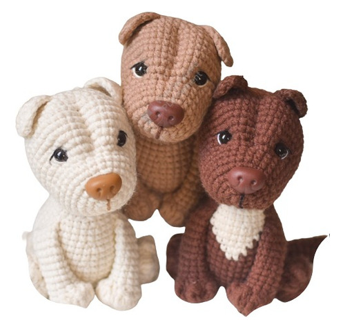 Patrón Crochet Amigurumi Pitbulls Perros Perritos