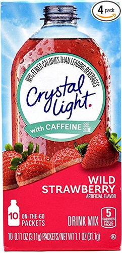Crystal Light On The Go Wild Fresa Con Cafeína, 10 Paquetes 