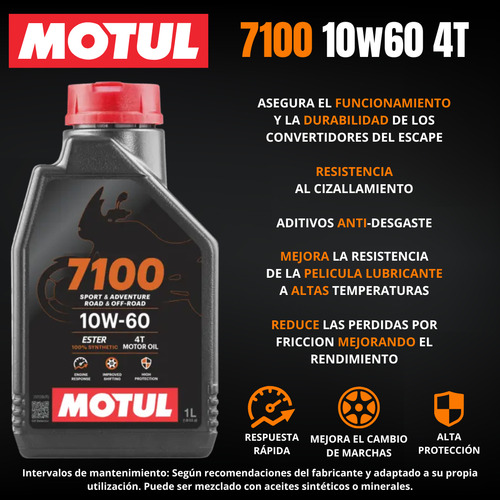 Aceite De Motor A Gasolina 4 Tiempos Motul 7100 10w60 4l