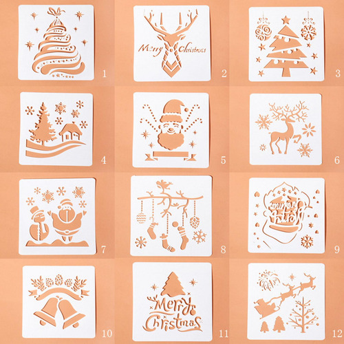 5 X 12 Uds Plantilla De Plantillas De Navidad Para Arte