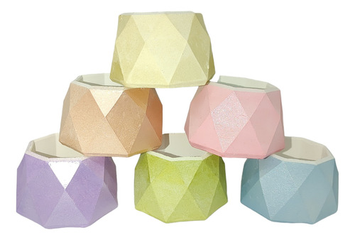 Maceta Octagonal X 12 Colores Surtidos Suculentas