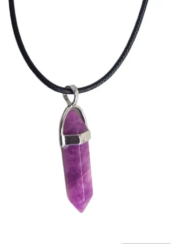 comprar Colgante Piedra Natural De Cuarzo Lazo Negro 