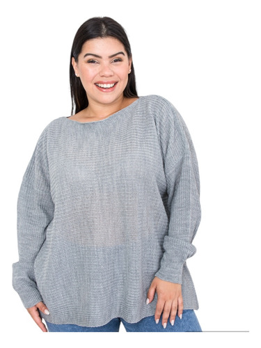 Maxi Sweater Amplio/grande Cuello Bote De Mujer