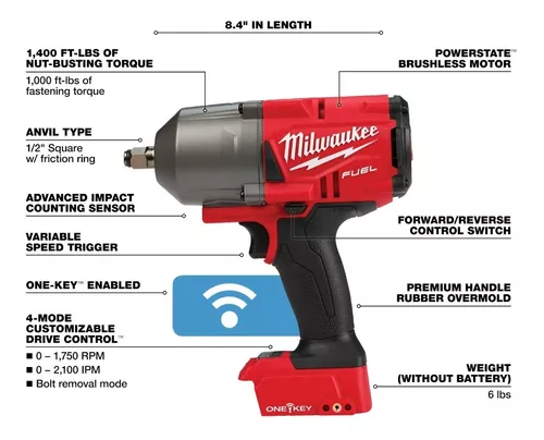 Llave de impacto 1/2” M18 FUEL™ Milwaukee 2767-20 (solo