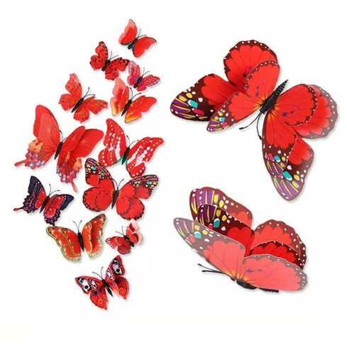 Imagen 4 de 10 de Mariposas Decorativas 3d !!! 12 Piezas Alas Dobles !