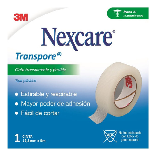 Nexcare Cinta Adhesiva Transpore Blanca 12,5mm X 9mts