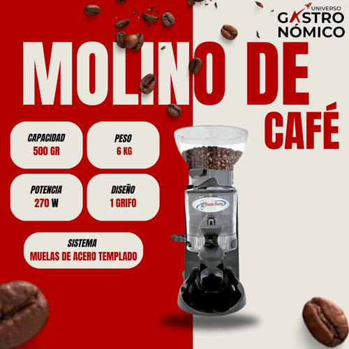 Molino De Cafe Profesional De 0.5 Kg Cafetería Negocio