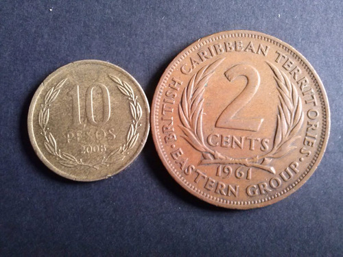 Estados Del Caribe 2 Cents 1961 Bronce Colonia Inglesa (c13)