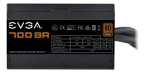 Fuente de alimentación para PC Evga BR Series 700 BR 700W negra 100V/240V