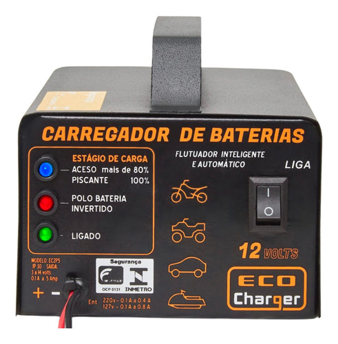 Carregador 12v Carro E Moto Flutuante Automático