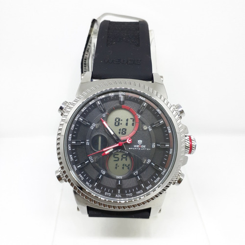 Relógio Masculino Weide Anadigi Wh-6403 Preto E Prata