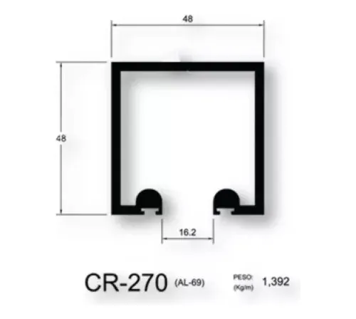 Perfil Aluminio Cr 270 Trilho Stanley Porta 2 0mt