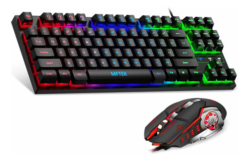 Mftek Combo De Teclado Y Mouse Rgb Rainbow Para Juegos, Tec.