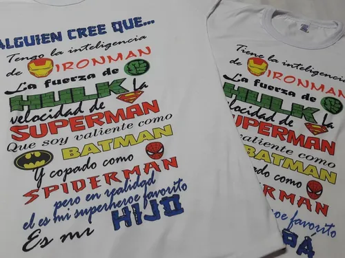 Combo Remeras Padre E Hijo, Super Heroe, Simpsons, Smile