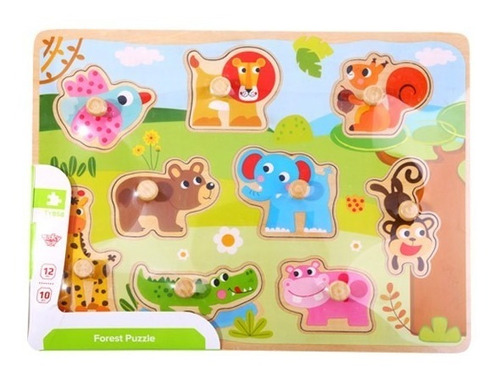 Puzzle Encastre Tooky Toy Animales Selva Piezas Madera Ft692