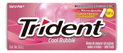 Chicles Sin Trident Cool Bubble Sin Azucar