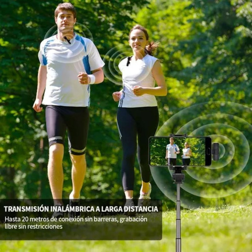 Micrófono Hd De Solapa Inalámbrico Para Celular 3 En 1 Negro