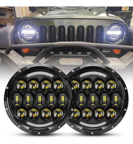 Luces Para Jeep Redondas Led De 7  Con Señal De Giro Y Drl 