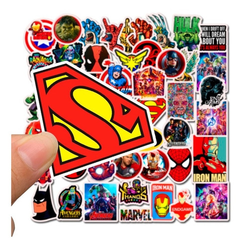 50 Uds Stickers Calcomanias Superheroes Dc Comics, Marvel