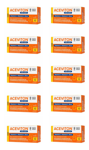 Kit 10 Vitamina C D Zinco Aceviton Tripla Ação Laranja 10cps