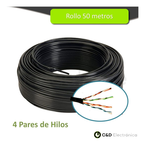 Imagen 2 de 6 de Rollo De Cable Utp Exterior Categoría 5e X 50 Metros