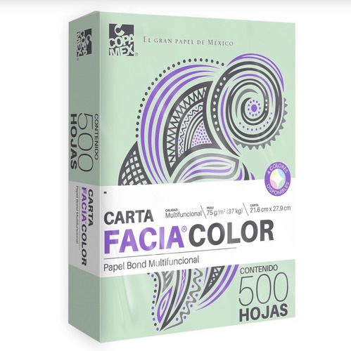 Imagen 1 de 1 de Papel Facia Bond Carta En 4 Colores - Paquete Con 500 Hojas