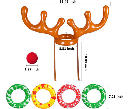 Juego Inflable De Navidad Cuernos De Reno Y Anillos Para Niñ