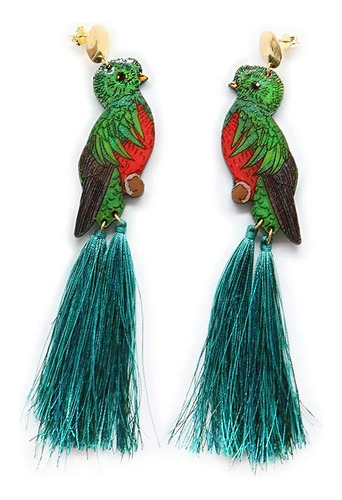 Tailed Quetzal Birds Big Earrings Women