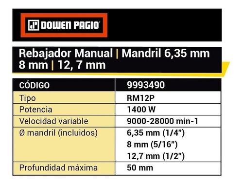 Rebajador Router Dowen Pagio 1400w Profesional 28000rpm