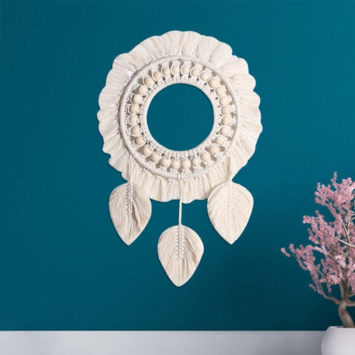 2 Unidades De Macramé Y Macramé Espejo De Pared Colgando A C