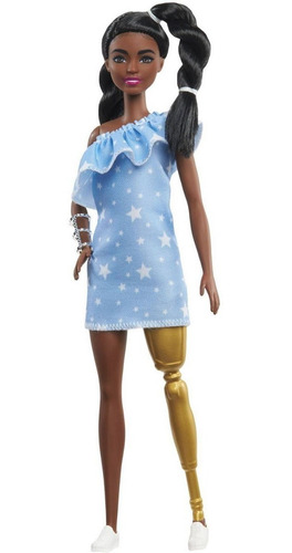 Barbie Con Protesis Dorada En Pierna Y Color De Piel Oscura