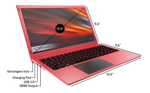 Imagen 1 de 2 de Notebook Acer Gateway Dual Core 15  Fhd 128 Ssd Win10 Roja