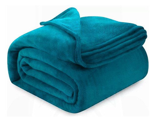 Frazada Matrimonial Cobija Suave Y Cálida De Temporada Color Turquesa Diseño De La Tela Liso
