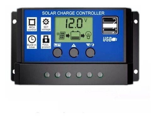 Controlador Carga Painel Solar 30a 12e24v Pwm Lcd Regulador