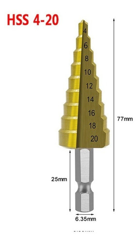 Imagen 5 de 10 de 3 Brocas Mechas Cónicas Escalonadas Metal 4-12 4-20 4-32 Mm