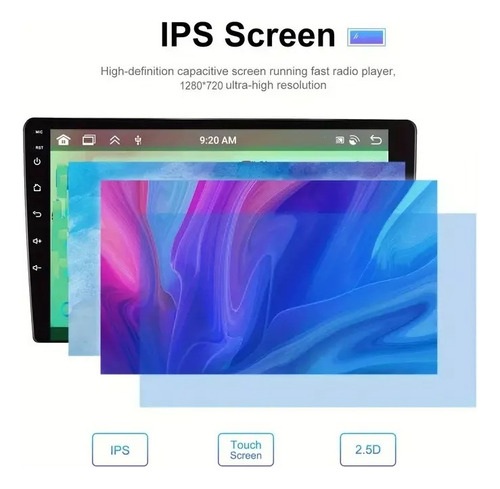 Radio Auto Android Qled De 9'' Con 4gb Ram 64gb Rom Carplay