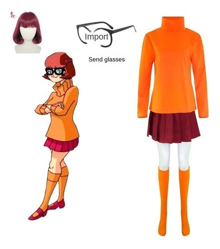 Cosplay De Halloween De Scooby-doo Velma, Incluye Peluca