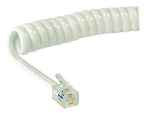 Imagen 3 de 3 de Cable Espiral Telefónico Rj11 Hack Technology 1.8mts Blanco