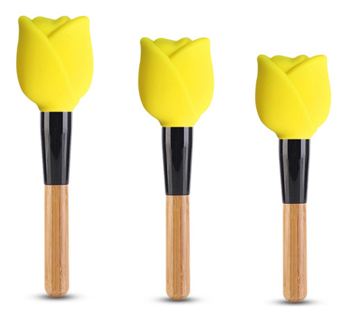 3 Fundas Portátiles De Silicona Para Brochas De Amarillo