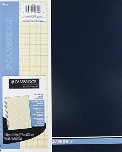 Mead  Wirebound Quad Notebook, 70 Sheets-ivory, 2 Pk